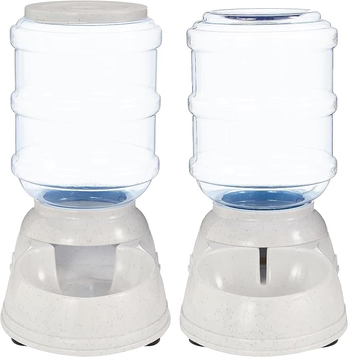 Amazon Basics Automatic Pet Water Dispenser and Gravity Food Feeder Set for Cat and Dog, Easy to Clean, 152fl.oz food feeder, 135.3fl.oz water dispenser, Small, Pack of 2 - Image 3