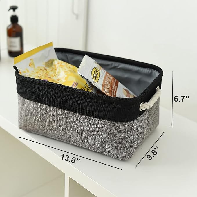 TheWarmHome Storage Basket for Organizing - 1 Pack 14x10x6.7 inch Collapsible Storage Bins for Shelves, Dog Toy Bin for Closet Organizer laundry Gift Cloth Nursery (Grey & Black) - Image 5