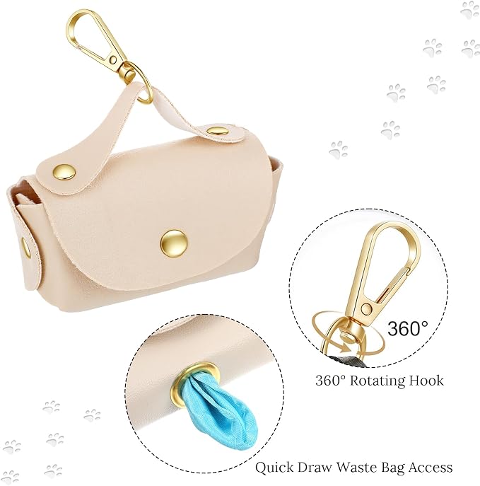 2PCS Leather Dog Poop Bag Dispenser Portable and Reusable | Doggie Poop Bags Holder Waterproof Anti-Slip Clip Pet Waste Bag Holders for Walking Any Leash, Opening for Easy Dispensing - Image 3