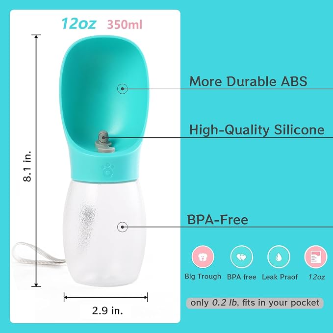 Kalimdor Dog Water Bottle,Leak Proof Portable Puppy Water Dispenser with Drinking Feeder, Dog Walking Accessories for Pets Outdoor Walking, Hiking, Travel, Food Grade Plastic - Image 5
