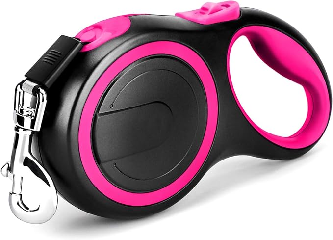 Segarty 26ft Dog Leash Retractable, 8m Dog Leads Long for Medium Large Breed Pets 44-110Lbs, No Tangle Nylon Tape and 1 Button Break & Lock Heavy Duty Leash for Training Running, Pink by Segarty