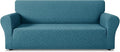 ZNSAYOTX 1 Piece Stretch Sofa Covers for 3 Cushion Couch (72"-90"), New Plaid Couch Cover with Non-Slip Buckle for Dog Pets, Ultimate Soft Cozy Washable Sofa Slipcover Form Fit Protector, Teal by ZNSAYOTX