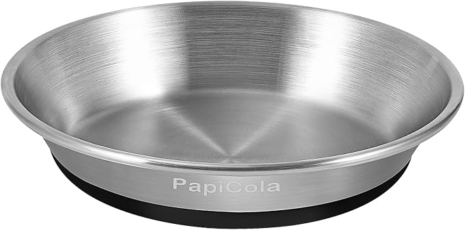 Stainless Steel Cat Bowl 1PC, Non-Slip cat Food Dish, Metal Cat Bowl | Heavy Duty, Whisker Friendly with Wide and Shallow Design, 6.3'' Wide, 0.7mm Thick 304 Stainless Steel, Ideal Pet Dish by PapiCola