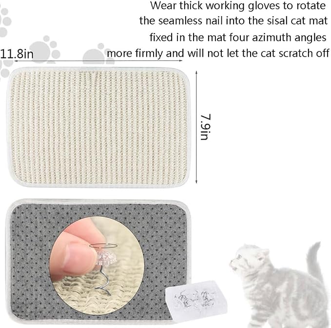 Cat Scratching Pad Natural Sisal Sofa Bed Corner Furniture Protector | Cat Scratcher Mats Protecting Carpets and Sofas Couch Corner Furniture Anti-slip Sisal Cat Repellent Mat for Sofa Desk Legs - Image 7