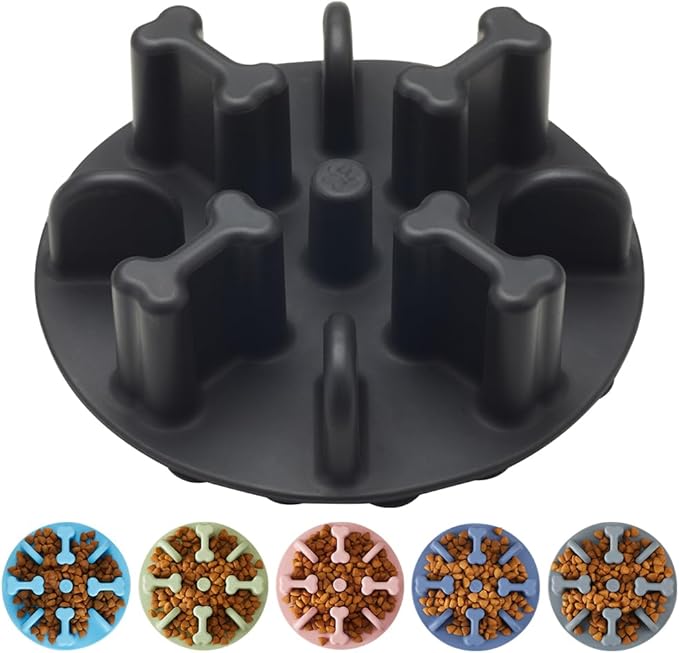 Soft Silicone Anti-Choking Puzzle Dog Bowl Insert, Anti-Slip Slow Eating Feeder for Regular Elevated Dog Bowls by Animire
