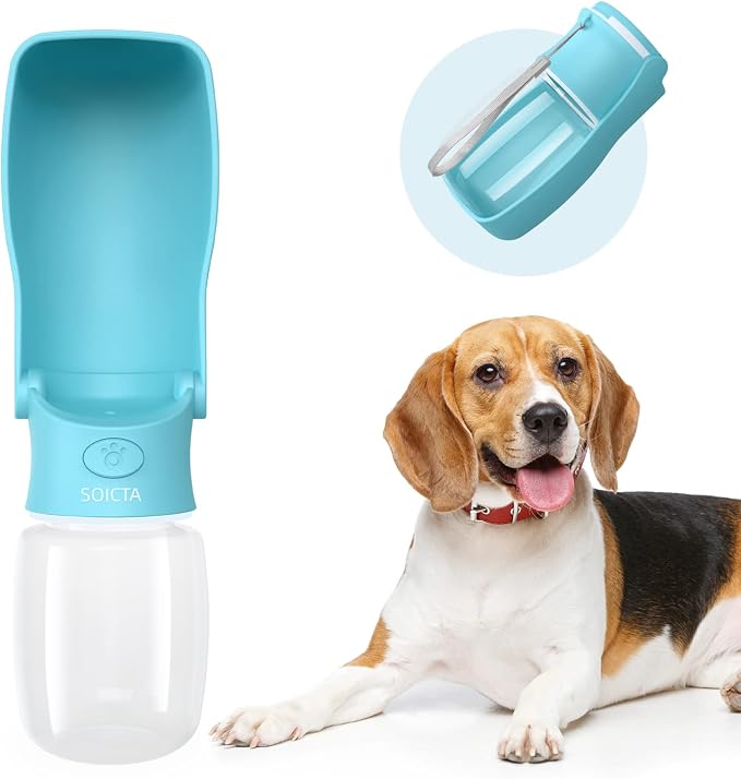 Portable Dog Small Animals Water Bottle for Walking 19 OZ or 12 OZ Pet Water Bottles for Puppy Medium Large Dogs Little Animals Water Dispenser Dog Small Animals Water Bowl by SOICTA
