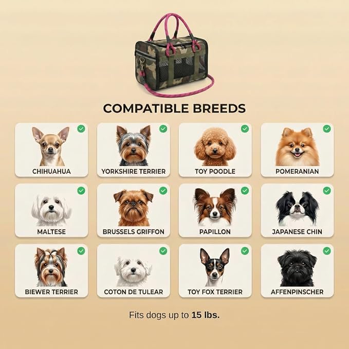 Soft-Sided Dog & Cat Carrier | for Car Rides, Vet Visits, Errands & Daily Outings | Fits Small Dogs & Cats Up to 15 lbs | 18" L x 11.5" H | Yorkies, Chihuahuas & More - Image 7