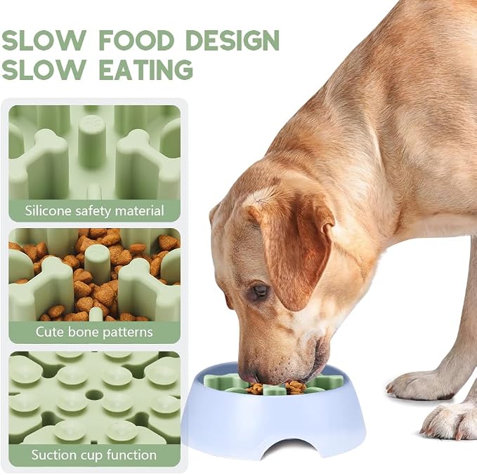 Soft Silicone Anti-Choking Puzzle Dog Bowl Insert - Anti-Slip Slow Down Eating Feeder for Regular Elevated Dog Bowls - Image 4