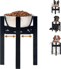Elevated Dog Bowl Stand Adjustable Dog Food Holder 14”H Large Black | 14” Elevated Dog Bowl Stand, Large Dogs, Adjustable, Fits 8”-11” Bowls, Single Bowl Holder, Natural Bamboo, Classic Black by HTB