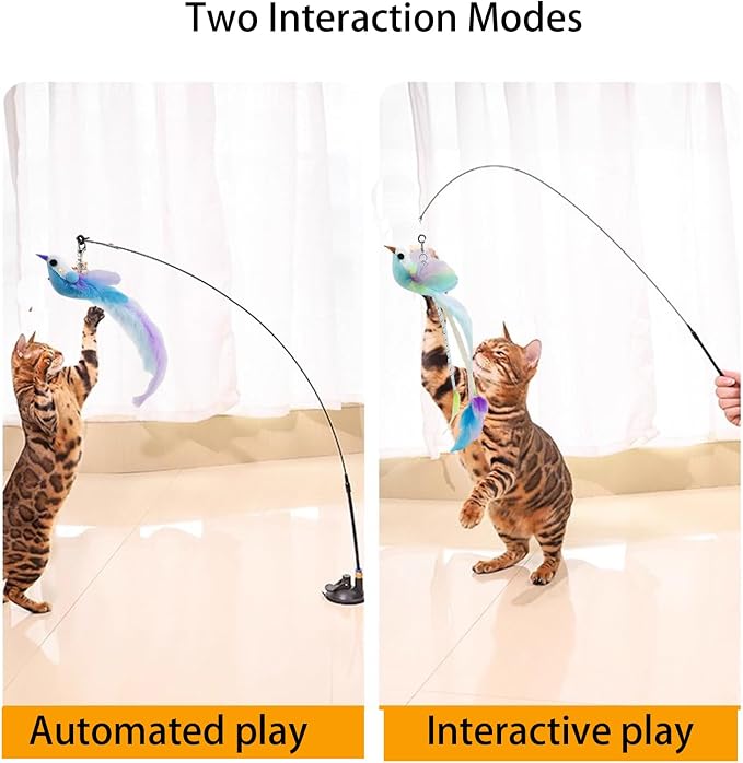 Cat Toys Interactive Hands-Free 6 Pack Cat Toys for Indoor | Cats Toy Wand Natural Bird Feather, Suction Cup Pet Indoor Dancing Playing Toys, Suction Cup Pet Dancing Playing - Image 2