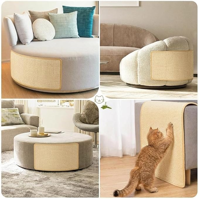 Cat Scratcher Mat, Sisal, Jute Border, Sofa & Floor Protector, 23.6x15.7in | pingping-go,1 Pack, Anti-Slip Latex Base, Wall Mountable, Indoor & Outdoor, Beige - Image 5