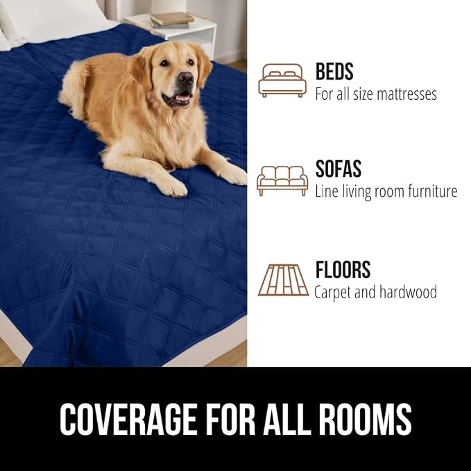 GORILLA GRIP® Waterproof Dog Blanket, Couch Cover for Dogs, 82x102 Navy | Silicone Grip Backing, Washable, Leakproof, Protects Sofa, Sectional, Bed, Crate, Car and RV, Senior Pet Essential - Image 8