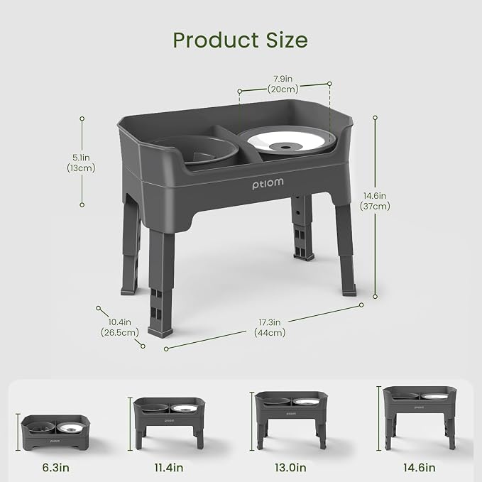 4-in-1 Elevated Slow Feeder Dog Bowls, 4 Height Adjustable Mess Proof Raised Dog Bowl Stand with No Spill Dog Water Bowl, Stainless Steel Dog Food Bowl & Slow Feeder for Large Medium Small Dogs Pets - Image 4
