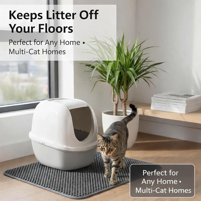 Cat Litter Mat – Large 24x36 Double Layer Honeycomb Litter Trap, Waterproof Non-Slip EVA, Easy Clean Kitty Litter Catcher Litter Box Mat - Image 7