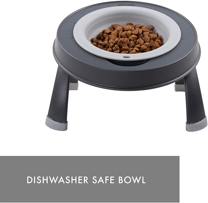 Dexas Pets Elevated Pet Feeder, Small, 1.5 Cup Capacity, Light Gray, Raised Pet Food and Water Bowl - Image 5
