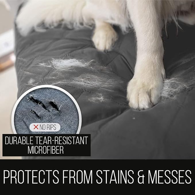 Sofa Shield® Couch Chair and Half Slip Cover for Dogs with Strap, Charcoal | Reversible Furniture Protector, Stain and Tear Resistant Cushion Cover, Machine Washable Slipcover for Pets, Cats 70 inch - Image 2