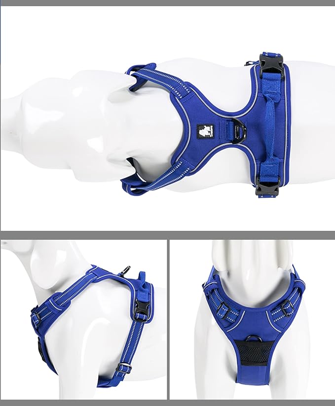 TRUE LOVE Adjustable No-Pull Dog Harness Reflective Pup Vest Harnesses Comfortable Control Brilliant Colors Truelove TLH5651(Royal Blue,M) | Front Clip, No-Choke, Soft Padded, Control Handle, Anti Escape, Dog Car Harness, Walking and Training, Escape P... - Image 6