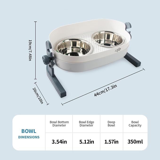 All for Paws Height Adjustable Cat Elevated Bowls Stainless Steel Dog Food Water Bowls, Height Adjustable Cat Feeder Mess Proof Pet Feeding Bowls for Small to Large Size Cats - Image 8