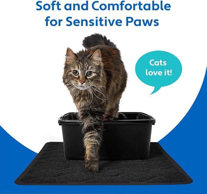 MIGHTY MONKEY Waterproof BPA Free Cat Litter Box Trapping Mat, Easy Clean Floors, Textured Backing, Soft on Sensitive Kitty Paws, Cats Accessories, Less Waste, Stays in Place, 24x17, Black - Image 4