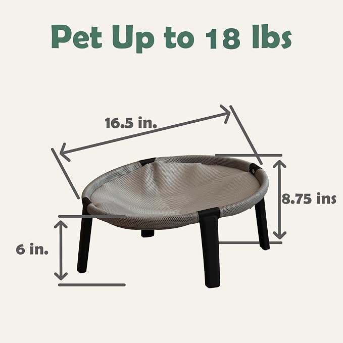 Elevated Cat Hammock Bed, Breathable Mesh Raised Cat Lounger, Removable Washable Mesh(Gray) - Image 3
