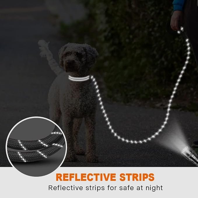 Taglory Rope Dog Leash for Small Medium Dogs, 6 FT Padded Handle, Grey | Made of Climbing Rope, Reflective for Night Walks and Training, Comfortable Grip, Anti-tangle Swivel Clip, 3/8 inch - Image 5
