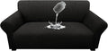 Waterproof Stretch Spandex Loveseat Couch Cover - Non-Slip Soft Sofa Slipcover with Elastic Bottom, Washable Leakproof Furniture Protector for Kids, Pets, Dogs & Cats (Loveseat, Black) by Unknown