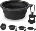 Bonza Collapsible Dog Bowls - Small 12 oz, Dog Travel Accessories, Silicone Portable Dogs Bowl & Water Dish with Reinforced Rim & Carabiner for Hiking, Camping, and Car Trips, Black by Bonza