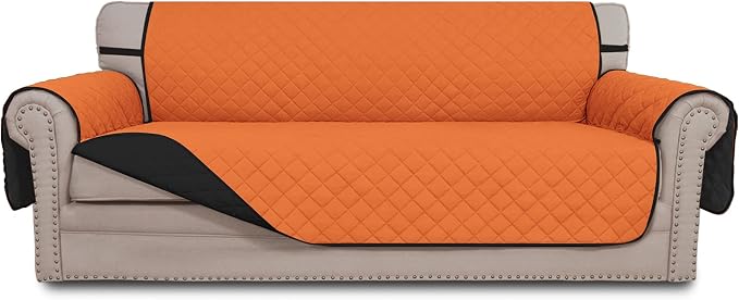 Easy-Going Reversible Couch Cover, 3 Cushion Sofa, X-Large, Orange/Black | Machine Washable Slipcover For Dogs, Water Resistant Furniture Mat For Living Room, Non-Slip Sofa Cover, Pet Friendly by Easy-Going