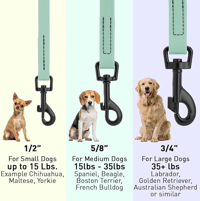 Dogline Biothane Waterproof Dog Leash Strong Coated Nylon Webbing with Black Hardware Odor-Proof Easy to Clean High Performance for Small or Large Dogs Made in USA 4 or 6 ft Lead, Sage Green - Image 3
