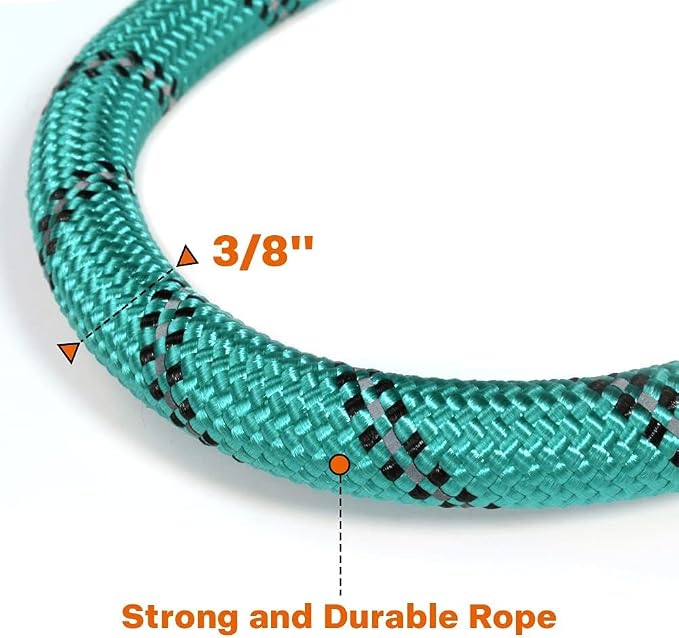 Taglory Rope Dog Leash for Small Medium Dogs, 4 FT Padded Handle, Turquoise | Made of Climbing Rope, Reflective for Night Walks and Training, Comfortable Grip, Anti-tangle Swivel Clip, 3/8 inch - Image 3