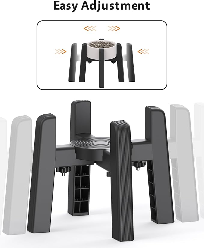 Dog Bowl Stand with Adjustable Width [2 Pack, Stand Only] | Elevated Pet Water & Food Bowl for Medium Dogs, Stable and Anti-Slip Raised Bowl - Image 4