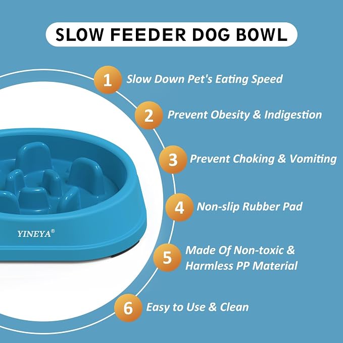 YINEYA 2PCS Anti-Choking Slow Feeder Dog Bowls Small Size Dog, Slow Feeder Cat Bowl, Supplies and Puzzle for Pet - Image 2