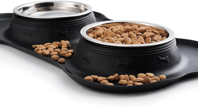 Hubulk Pet Dog Bowls 2 Stainless Steel Dog Bowl with No Spill Non-Skid Silicone Mat + Pet Food Scoop Water and Food Feeder Bowls for Feeding Small Medium Large Dogs Cats Puppies (Extra Large, Black) - Image 5