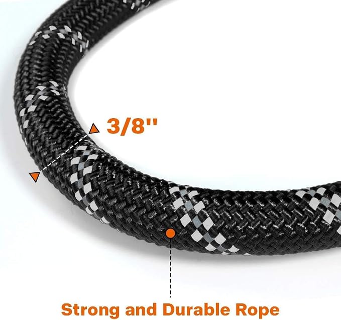 Taglory Rope Dog Leash for Small Medium Dogs, 6 FT Padded Handle, Black | Made of Climbing Rope, Reflective for Night Walks and Training, Comfortable Grip, Anti-tangle Swivel Clip, 3/8 inch - Image 3