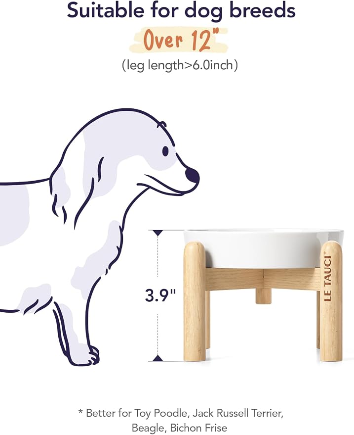 LE TAUCI Ceramic Slow Feeder Dog Bowls Small Breed, 0.6 Cups Elevated Dog Bowl for Fast Eaters, Puzzle Bowl for Small Dogs and Cats,Angle White - Image 6