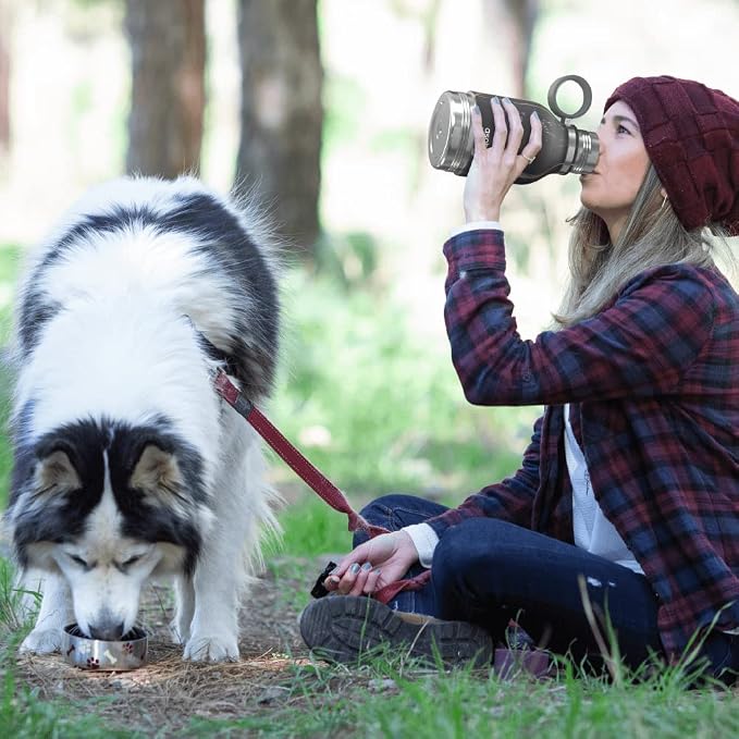 Asobu Buddy Bottle a Stainless Steel Insulated Water Bottle for with Removable Dog Water Bowl and Dog Food and Treat Storage Bowl (Midnight Marble, 37 oz Water Bottle with Bowl) - Image 7