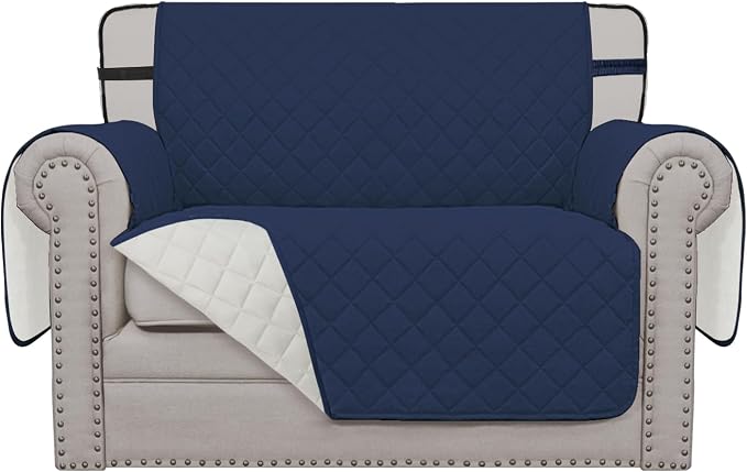 Easy-Going Reversible Couch Cover, Chair 30 in, Navy/Ivory | Machine Washable Slipcover For Dogs, Water Resistant Furniture Mat For Living Room, Non-Slip Sofa Cover, Pet Friendly by Easy-Going