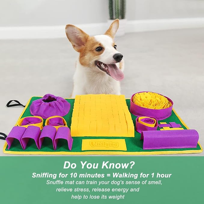 Vivifying Snuffle Mat for Dogs, Interactive Dog Puzzle Toys for Boredom and Mental Stimulation, Sniff Mat Helps Puppy and Cats Slow Eating and Keep Busy - Image 7
