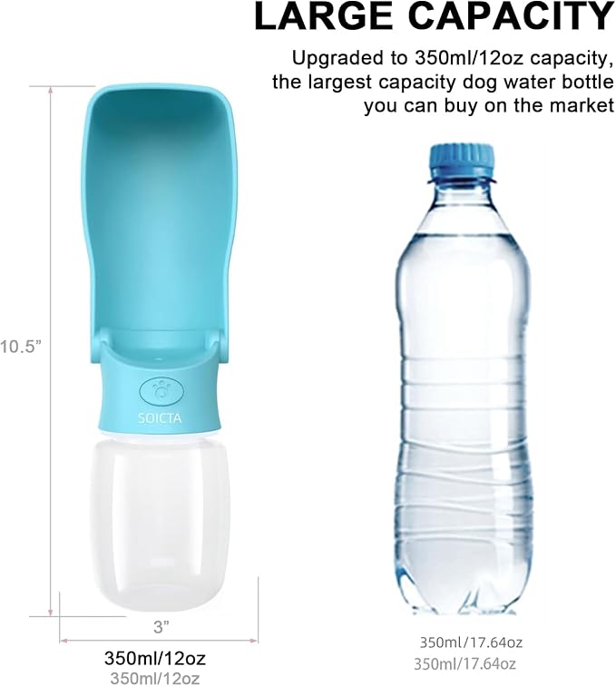 Portable Dog Water Bottle Dispenser [Leak Proof & Foldable] Dog Travel Water Bottle Bowl Accessories for Puppy Small Medium Large Dogs Pet Water Bottles for Dogs Walking Outdoor Hiking 19OZ - Image 5