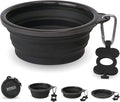 Bonza Collapsible Dog Bowls - 2 Pack, Small 12 oz, Dog Travel Accessories, Silicone Portable Dogs Bowl & Water Dish with Reinforced Rim & Carabiner for Hiking, Camping, and Car Trips, Black by Bonza
