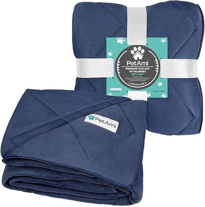 PetAmi Premium Cooling Dog Blanket | Lightweight Fluffy Pet Throw Blanket Bed Cover for Dogs, Cat, Puppies | Pet Blanket Furniture Protector Couch Sofa | Reversible Fuzzy Cozy | 29x40, Navy Blue - Image 6