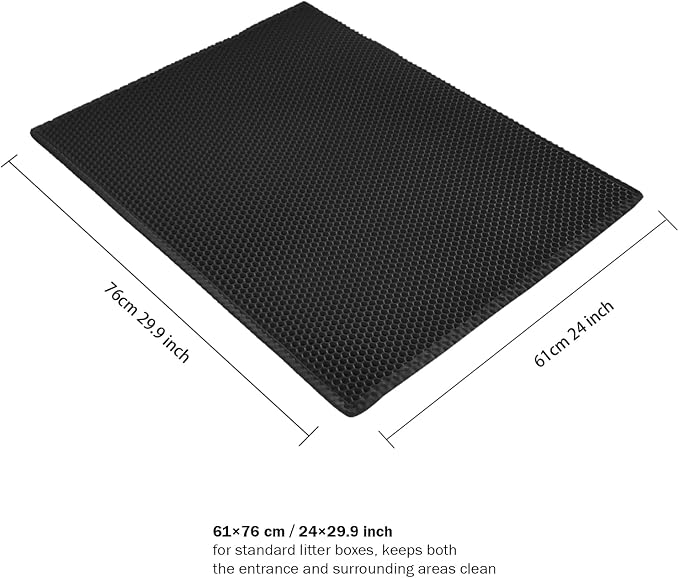Cat Litter Mat, 29.9'' x 24''Inch, Double Layer Waterproof Proof Litter Box mat, Non-Slip Design, Reduces Litter Scatter, Easy to Clean, Black Cat Litter Trapping Mat - Image 5
