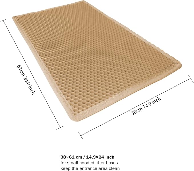 24''x 14.9''Inch Cat Litter Trapping Mat, Double Layer Waterproof Proof Litter Box mat, Non-Slip Design, Reduces Litter Scatter, Easy to Clean, Beige Cat Litter Mat - Image 6