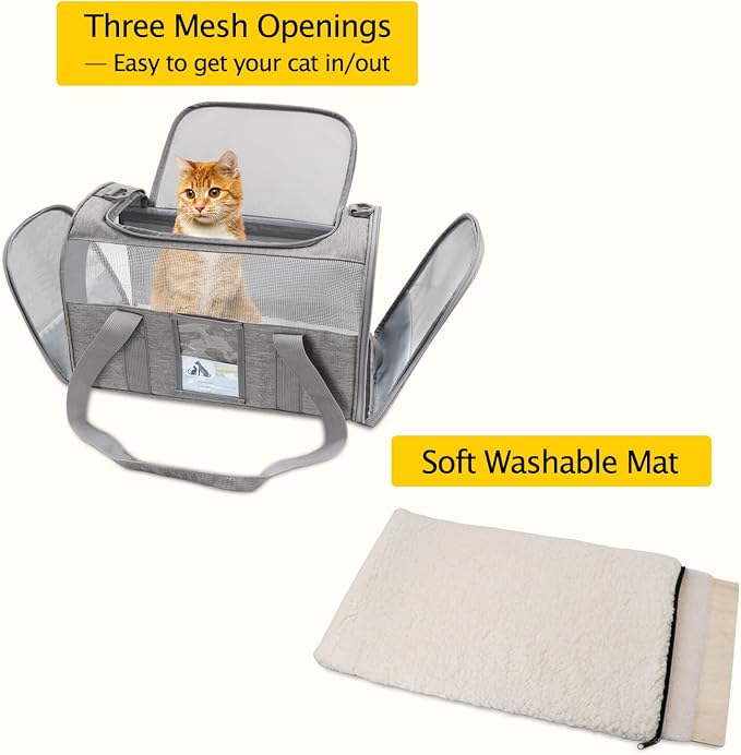Refrze Cat Carrier,Dog Carriers for Small Dogs Medium Cats Pet Carrier up to 15 Lbs, TSA Airline Approved Cat Carrier Soft, Cat Dog Crate Travel Bag,Grey (Pack of 2) - Image 5