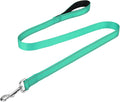 FunTags Reflective Nylon Dog Leash for Medium & Large Dogs, 4FT Training | Comfortable Padded Grip, Stay Safe at Night, 360° Anti-Tangle Swivel, for Dog Parks & Trails, Turquoise by FUNSTARTSHERE