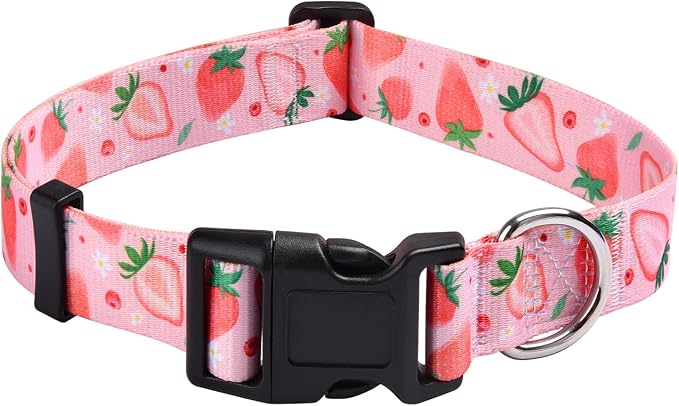 Mihqy Dog Collar for Large Dogs, Fashion Design, Strawberry,L | Neck Fit 14.9"-24.8", Multiple Patterns，4 Sizes for Small Medium Large Dogs, Comfortable for Walks and Outdoor Hikes by Mihqy