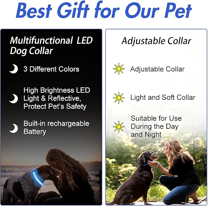 LED Dog Collar, Dog Light Up Collar,for Night Walking (Blue, X-Large) | Full Adjustable,Waterproof,Nylon,Soft,Super Bright Light Collars for Small Medium and Large Dogs,USB C to Charge - Image 6