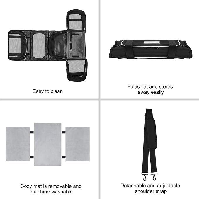 TSA Airline Approved Large Pet Travel Carrier,4 Sides Expandable with 2 Mesh Pockets,3 Entry, Soft Sided Collapsible Dog Carrier for 2 Cats,Kittens,Puppies,Dog, X-Large, Black & White - Image 8