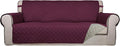 PureFit Reversible Quilted Sofa Cover Dog Couch Covers for Sofa, 66 in | Wine/Beige, Water Resistant Couch Protector, Washable Pet Couch Cover with Non Slip and Elastic Straps For Kids by PureFit