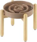 Havniva Elevated Slow Feeder Dog Bowls, Ceramic Dog Bowl Slow Feeder | 1.6 Cups Raised Slow Feeding Bowl for Medium Breed, Puzzle Dog Food Bowl with Wooden Stand, Non-Slip, Anti-Choking by Havniva